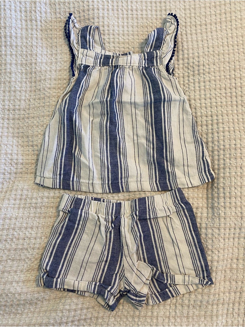 Carter's Navy and Cream Striped Toddler Top & Shorts Set